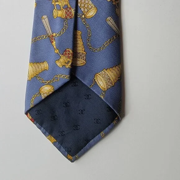 CHANEL Men's Vintage Tie 100% Silk Made in Italy Classic Opera Glasses Authentic